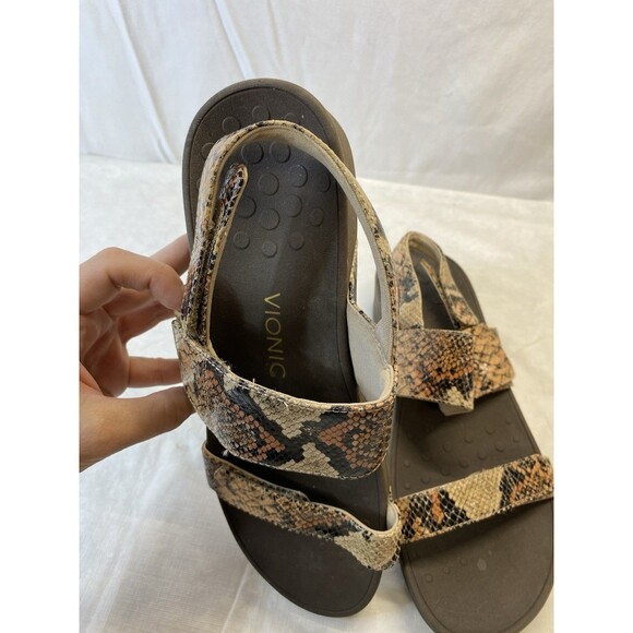 VIONIC ~ Wo's PACIFIC BOLINAS Slingback Wedge Sandals Multi-SNAKE-Print Size 11 - Picture 5 of 8